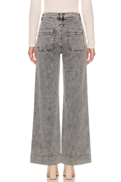 BLUE BY ARTEMIS HIGH RISE THE PERFECT PALAZZO JEANS: Grey / 14
