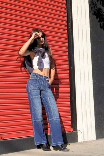 TUMMY CONTROL HIGH RISE RELAXED WIDE LEG JEANS: 13 (30)