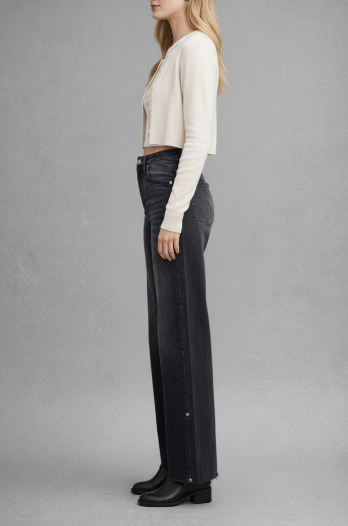 INSEAM TRANSFORM TUMMY CONTROL HIGH RISE A-LINE WIDE JEANS: 7 (27)