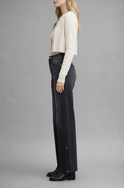 INSEAM TRANSFORM TUMMY CONTROL HIGH RISE A-LINE WIDE JEANS: 9 (28)