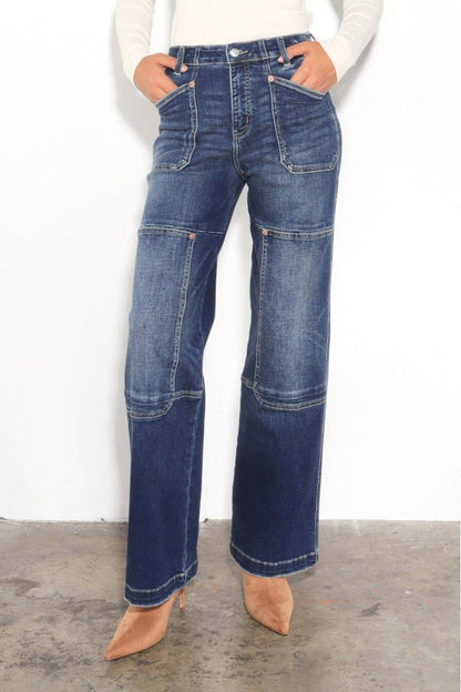 TUMMY CONTROL HIGH RISE RELAXED WIDE LEG JEANS: 13 (30)