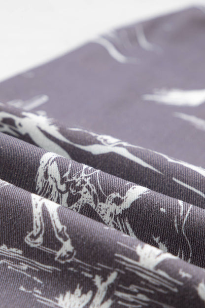 66 Western Wild West Riding Vintage Printed Shift Jeans: Gray / 12