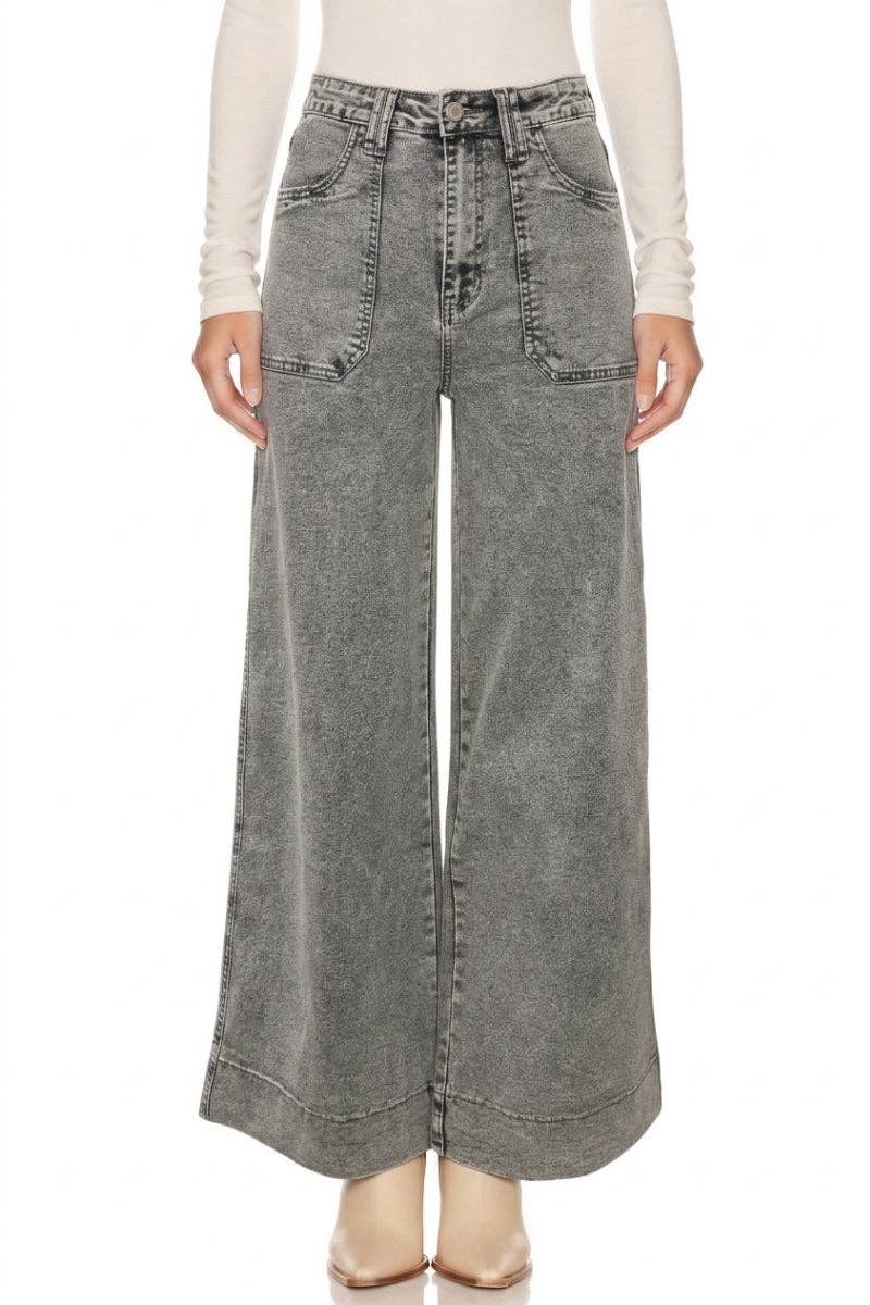 BLUE BY ARTEMIS HIGH RISE THE PERFECT PALAZZO JEANS: Grey / 14