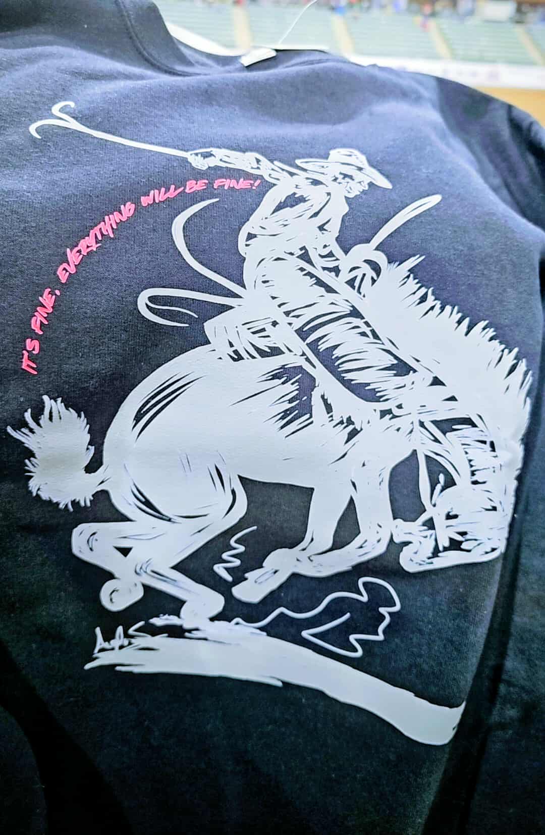 It's Fine Bucking Horse Crew Neck Sweatshirt