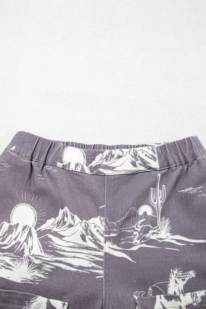 66 Western Wild West Riding Vintage Printed Shift Jeans: Gray / 12