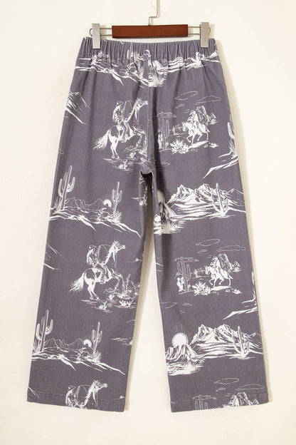 66 Western Wild West Riding Vintage Printed Shift Jeans: Gray / 4