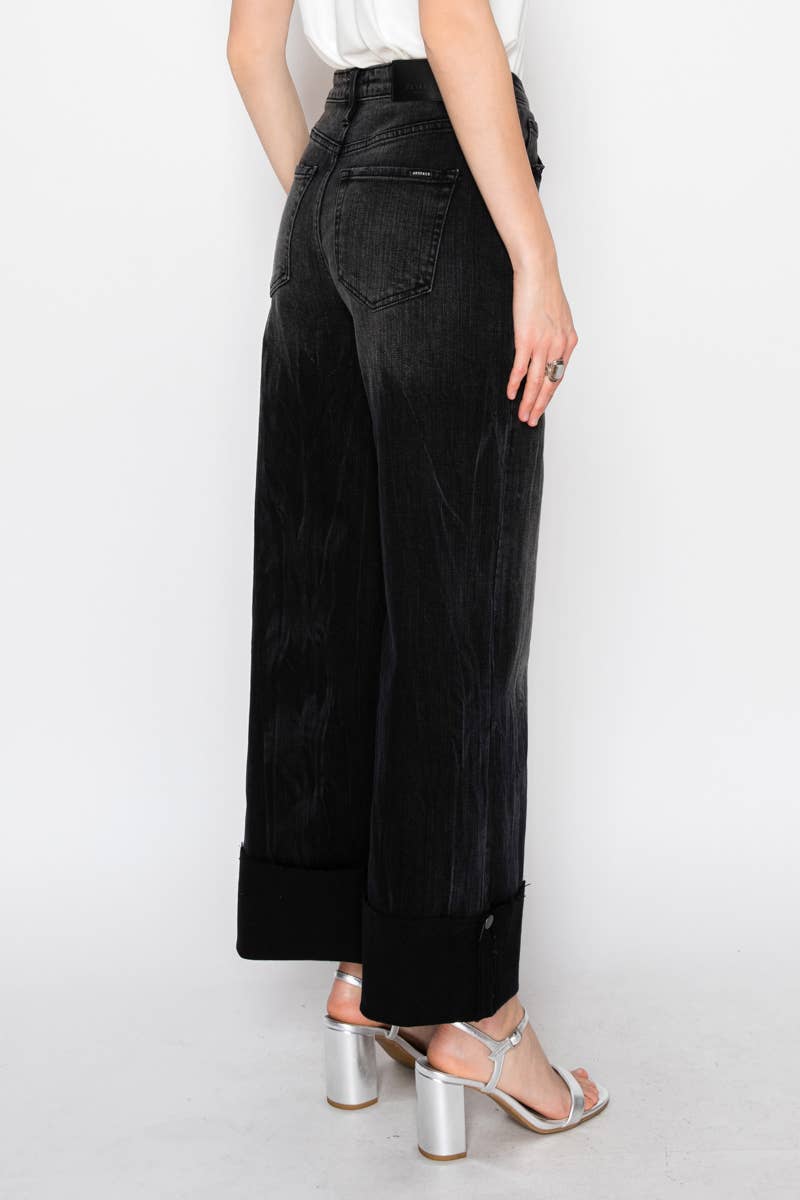 INSEAM TRANSFORM TUMMY CONTROL HIGH RISE A-LINE WIDE JEANS: 7 (27)