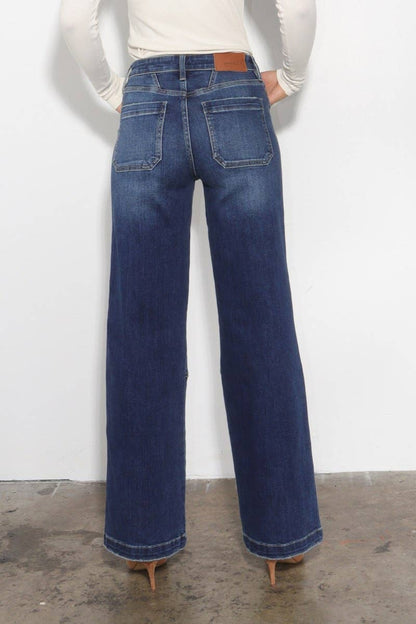 TUMMY CONTROL HIGH RISE RELAXED WIDE LEG JEANS: 7 (27)