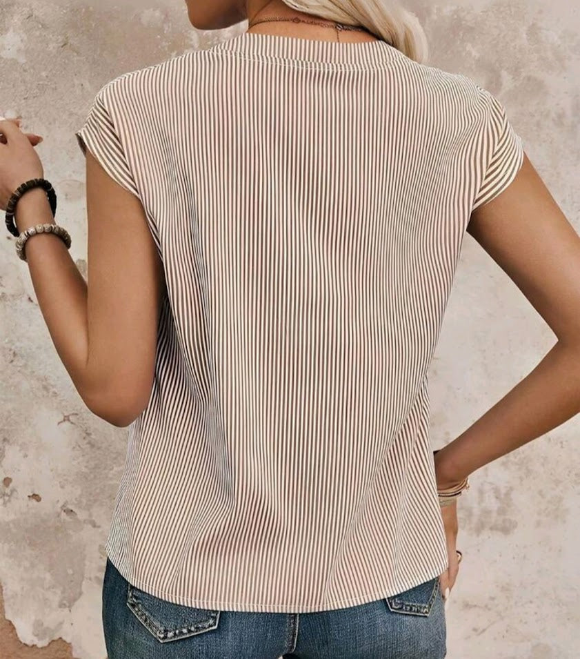 Short Sleeve brown striped blouse