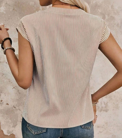 Short Sleeve brown striped blouse
