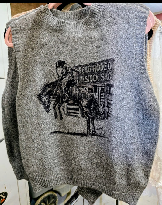 Grey Sweater Vest Reno Rodeo design