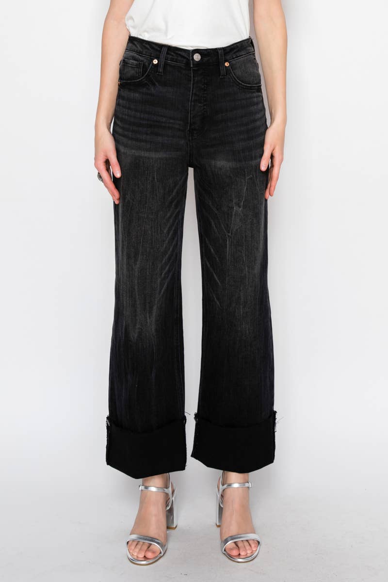 INSEAM TRANSFORM TUMMY CONTROL HIGH RISE A-LINE WIDE JEANS: 7 (27)