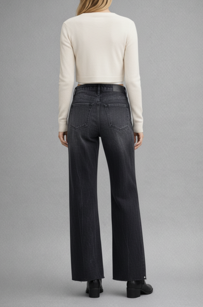 INSEAM TRANSFORM TUMMY CONTROL HIGH RISE A-LINE WIDE JEANS: 7 (27)