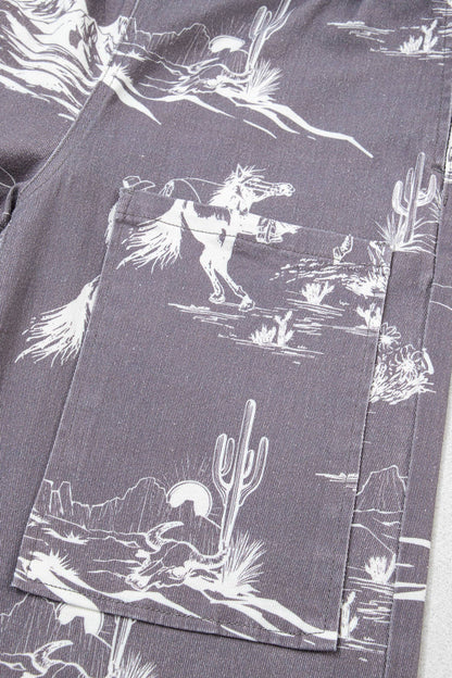 66 Western Wild West Riding Vintage Printed Shift Jeans: Gray / 12