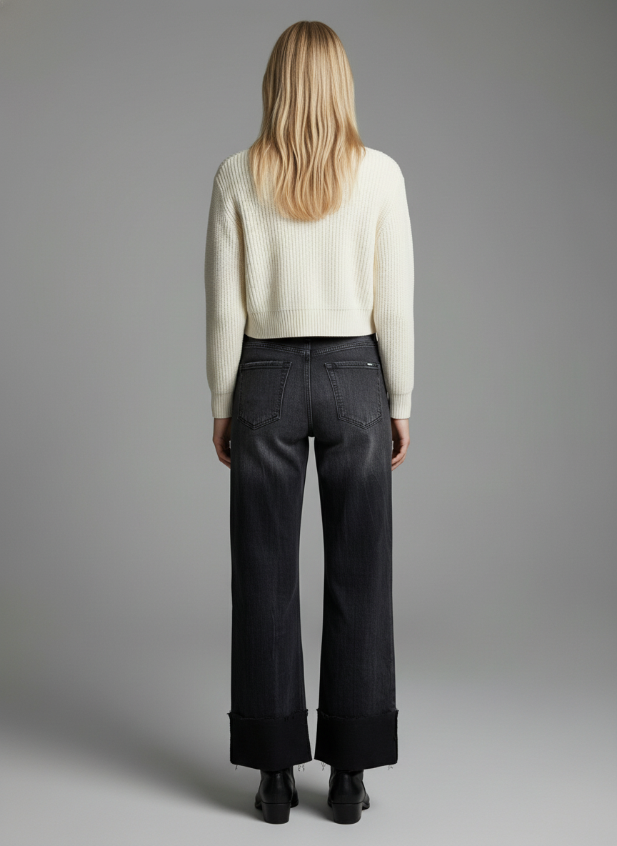 INSEAM TRANSFORM TUMMY CONTROL HIGH RISE A-LINE WIDE JEANS: 7 (27)