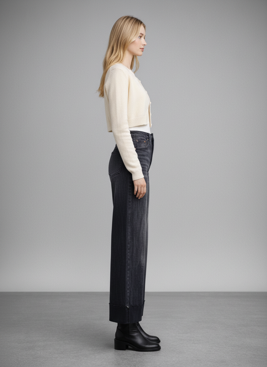 INSEAM TRANSFORM TUMMY CONTROL HIGH RISE A-LINE WIDE JEANS: 5 (26)