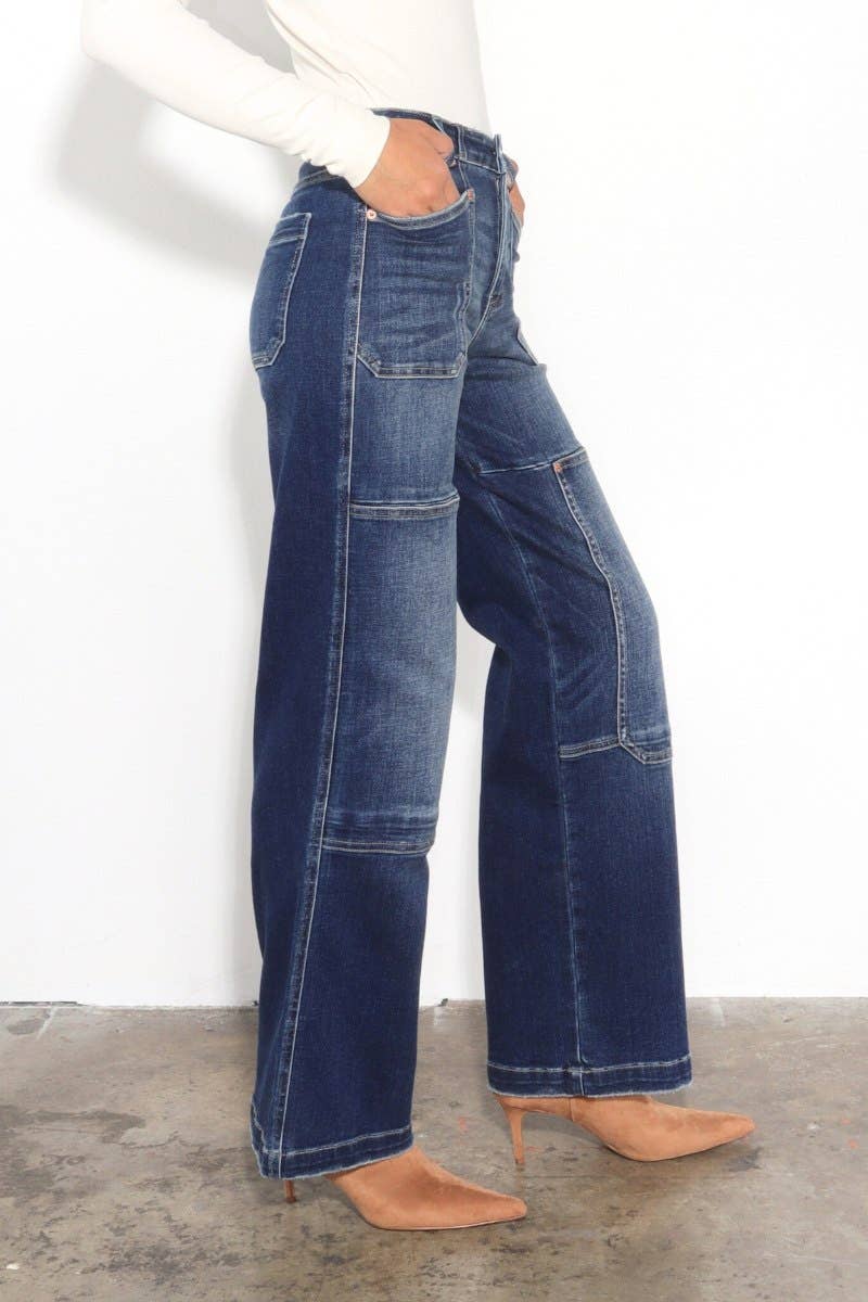 TUMMY CONTROL HIGH RISE RELAXED WIDE LEG JEANS: 13 (30)